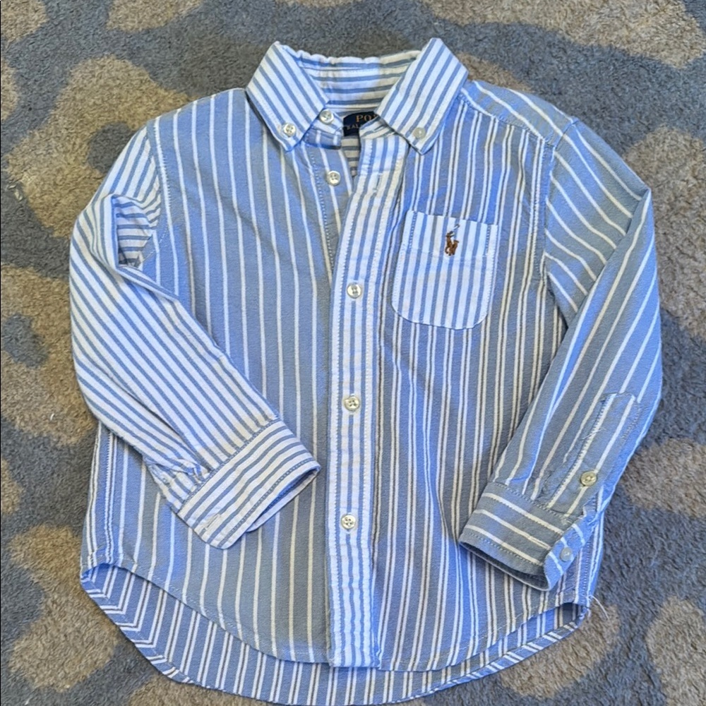 Blue and White Striped Button-Up Shirt